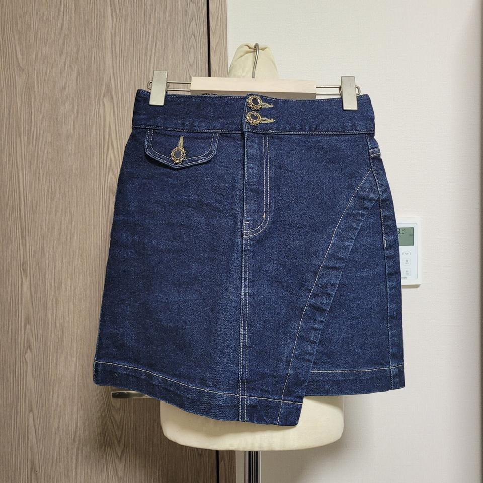 에고이스트 언발란스 데님 미니스커트 청치마