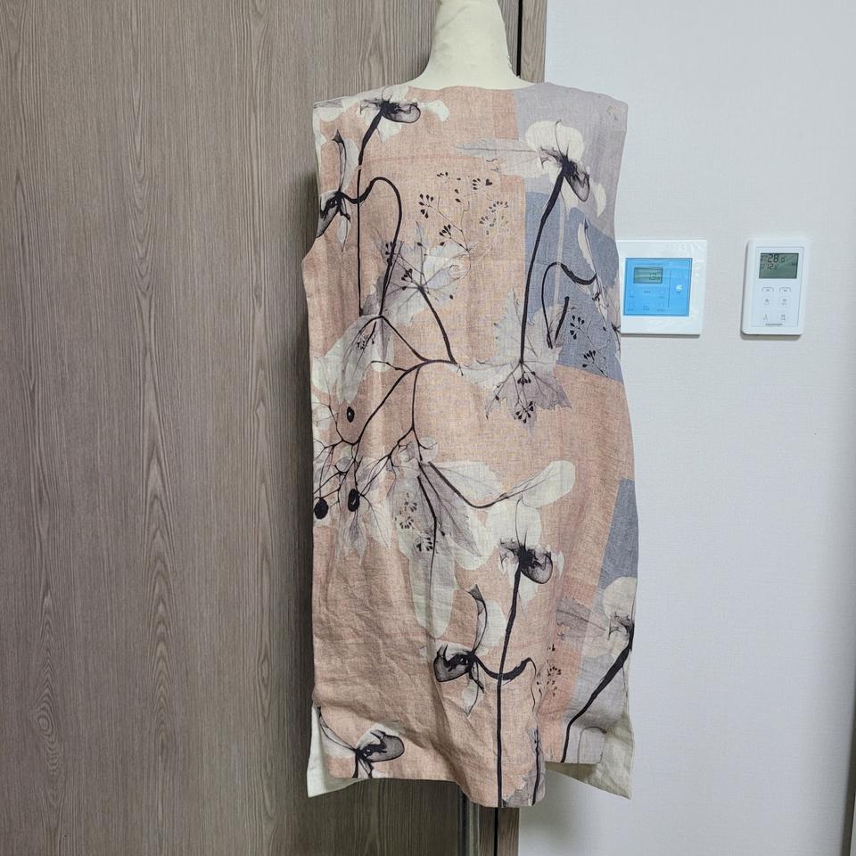 주말특가!!  르베이지 플라워 패턴 린넨 원피스