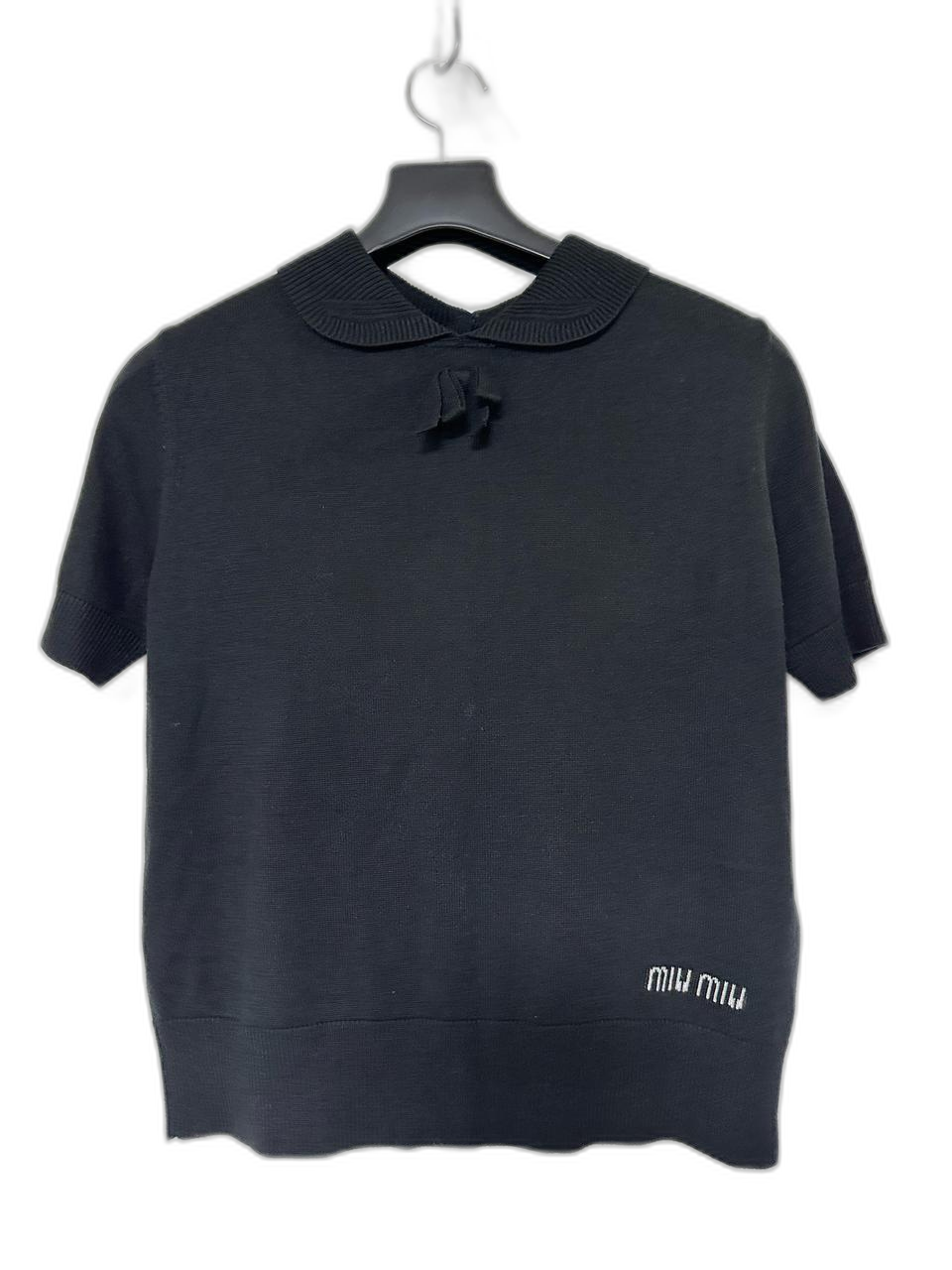 미우미우 블랙 니트 반팔티