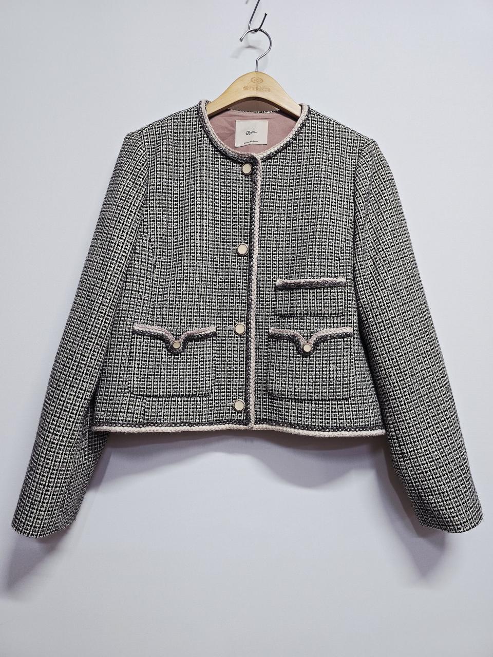 로엠 트위드 노카라 자켓
