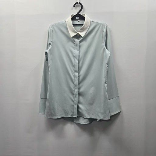 0029 배색 카라 긴팔 블라우스 하늘색 85