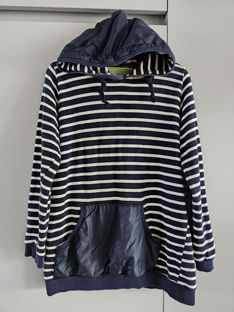 스트라이프 후드티 네이비