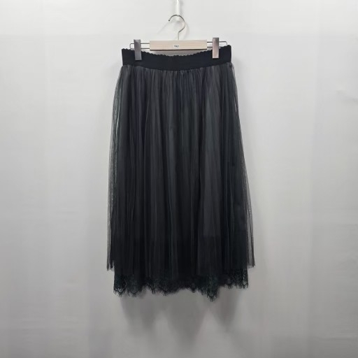 1067  레이스 롱 튤 미디 스커트 F