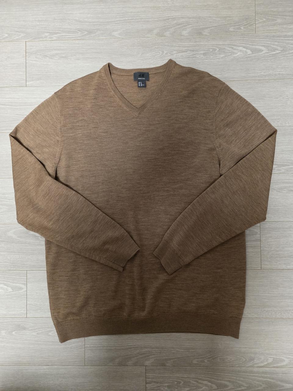 H&M 메리노 울 브이넥 니트 XL