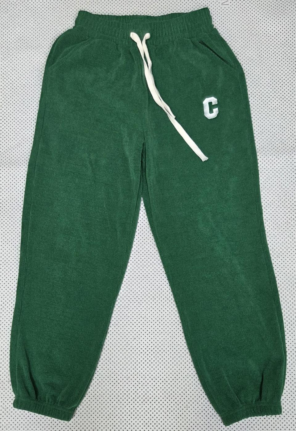 녹색 코듀로이 트레이닝 밴드 바지 24~26