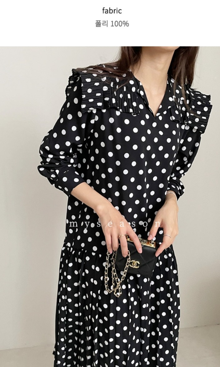 L186 도트 롱 원피스