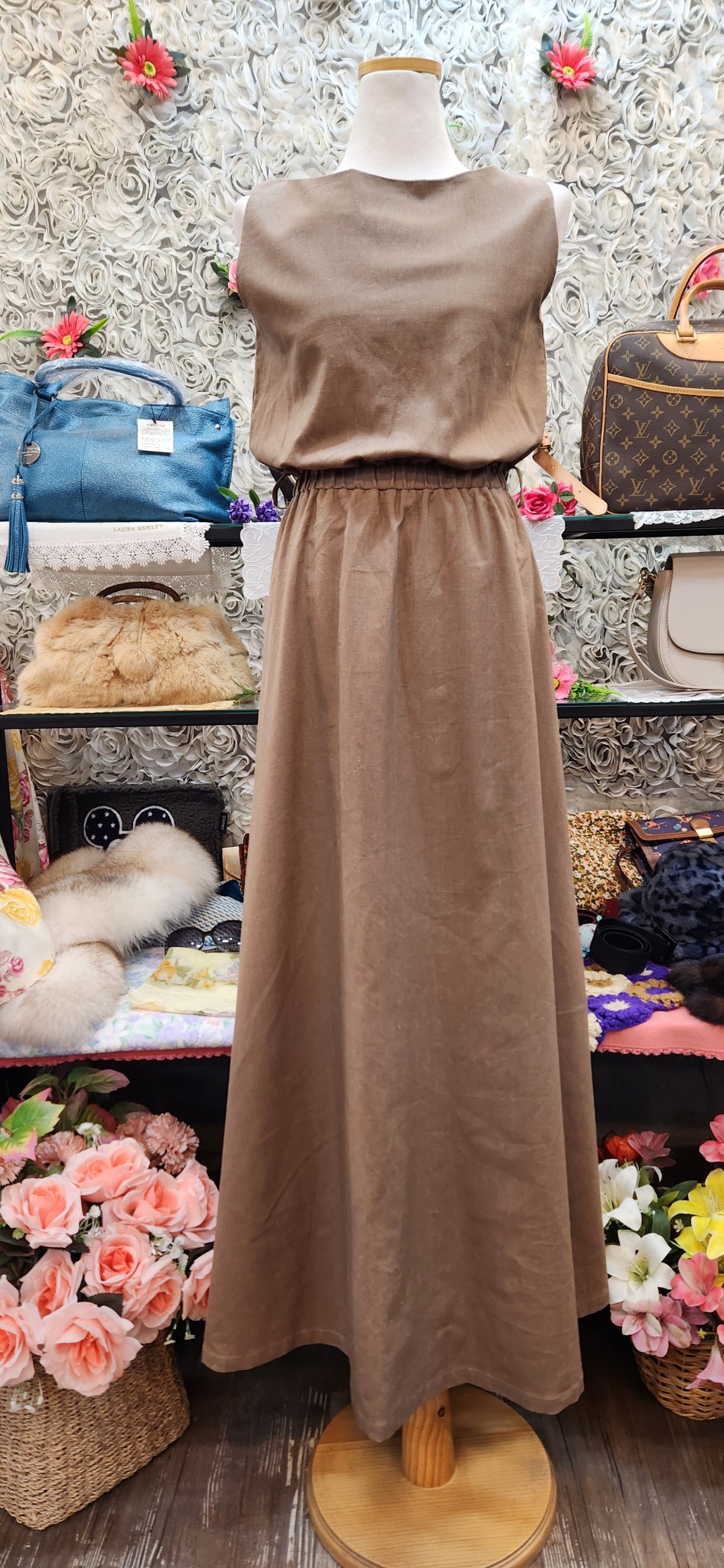 DUNA 면 마 혼방 맥시 롱원피스 (55 66)