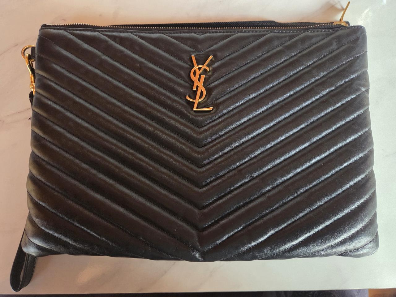 생로랑 금장 클러치백 (정품)