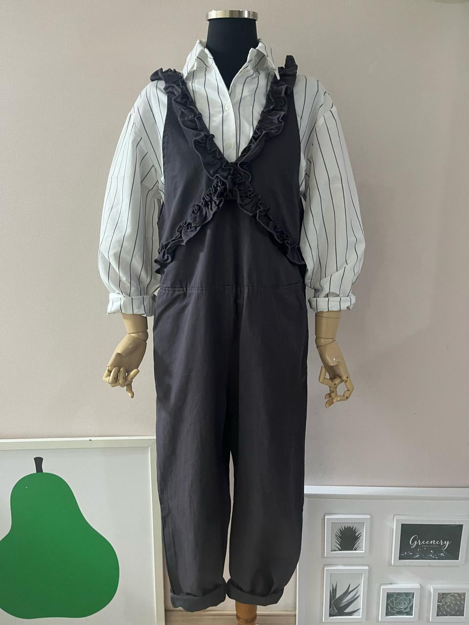 네이비차콜프릴점프수트(free)