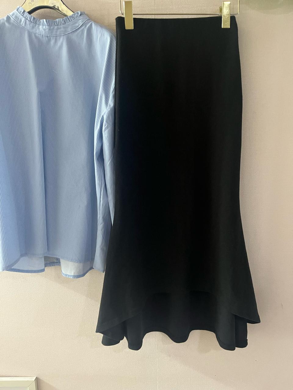 블랙언발밴딩롱스커트(free)