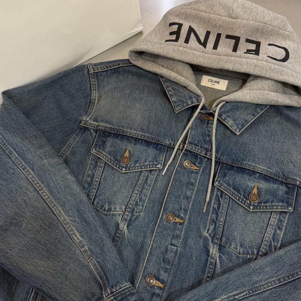 [S]셀린느 백로고 청 후드 데님 자켓