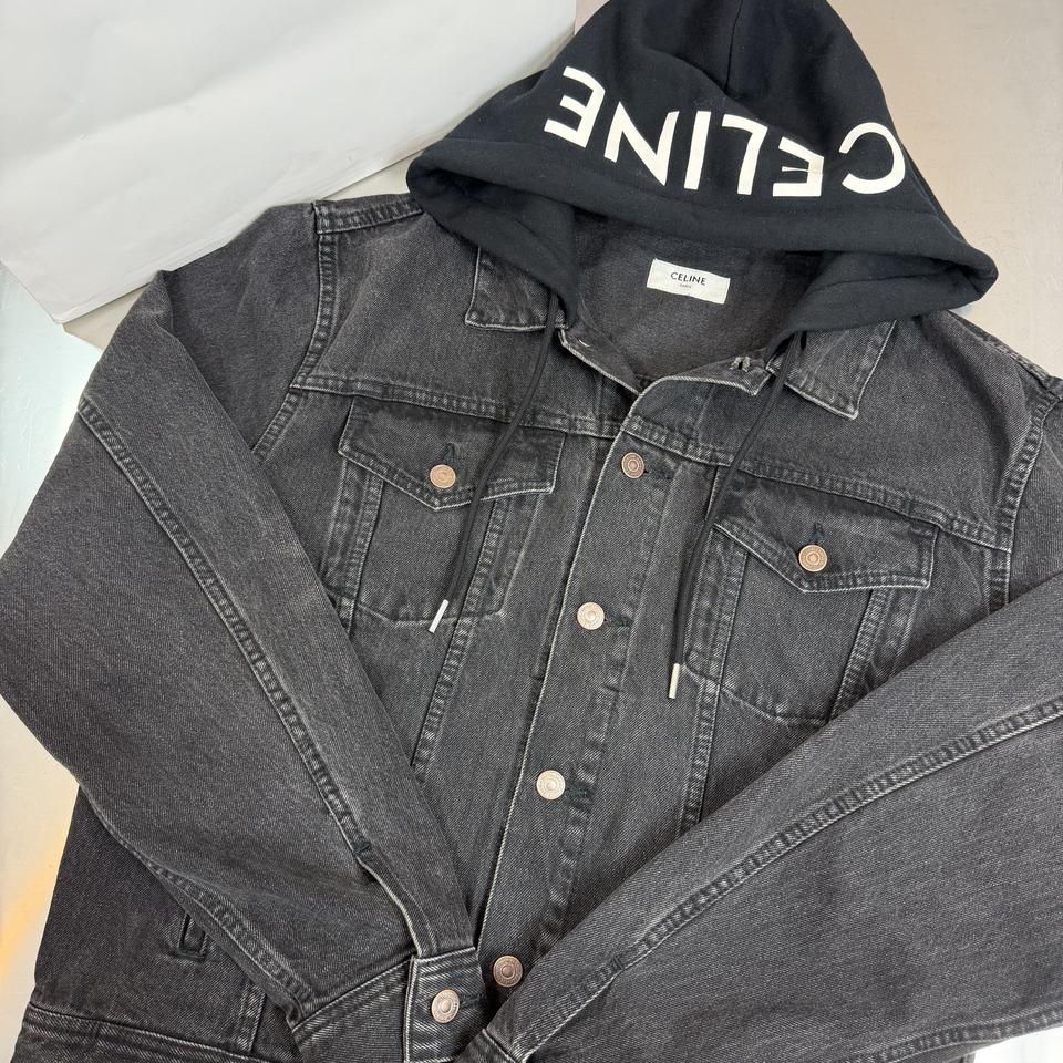 [M]셀린느 백로고 흑청 후드 데님 자켓