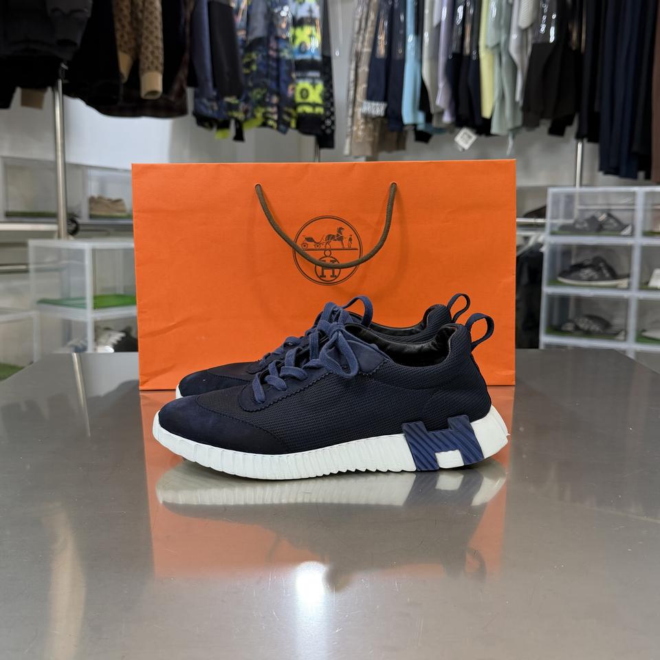 [41.5]에르메스 바운싱 네이비 메쉬 스웨이드 스니커즈