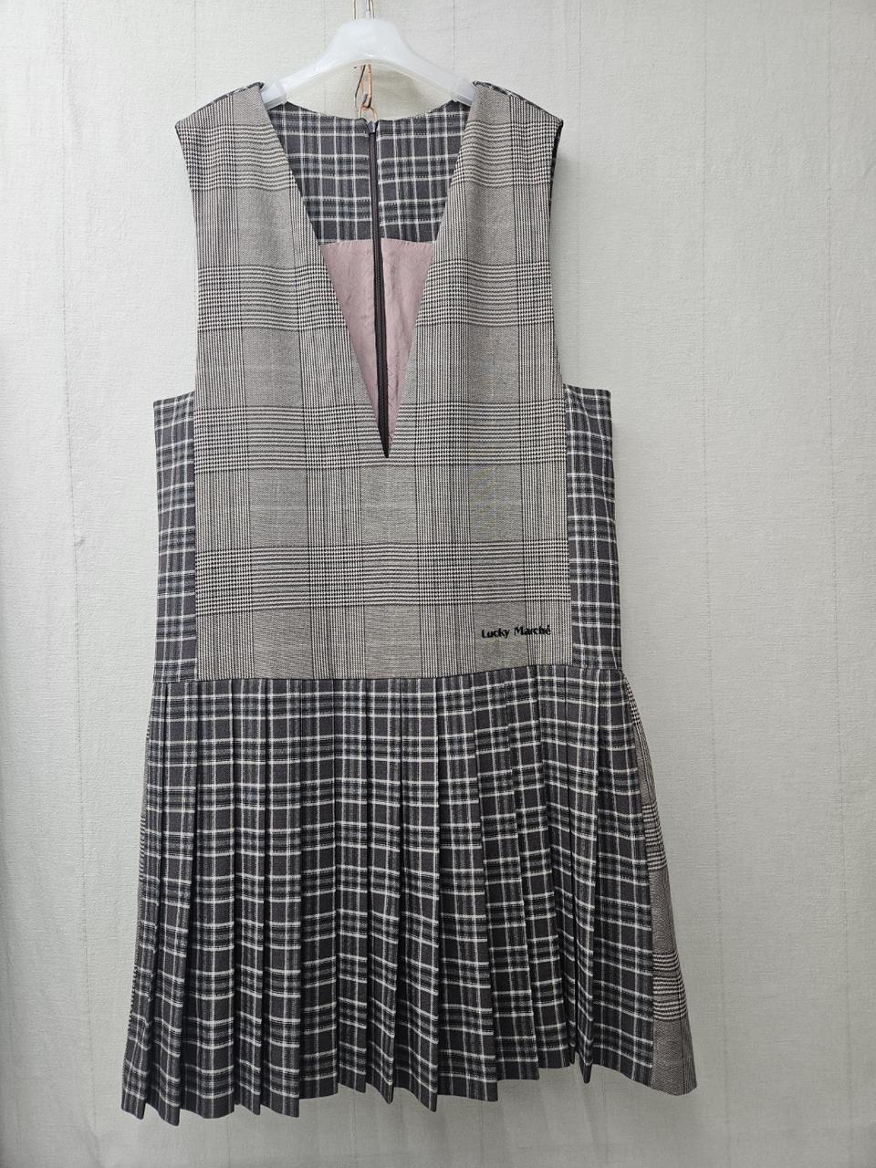 럭키마르쉐 체크플리츠원피스 뷔스티에원피스