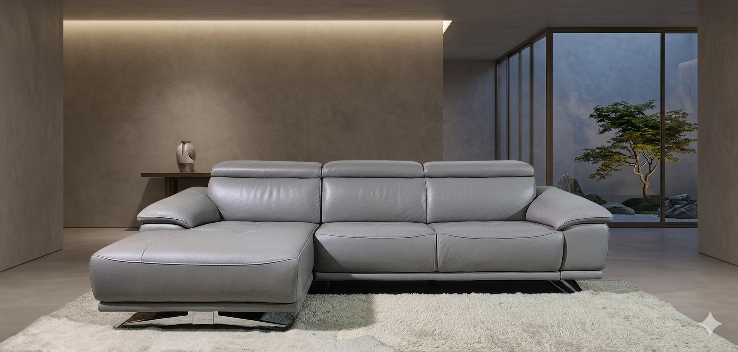 한샘 노마딕 이태리 천연가죽 4인 카우치 소파쇼파(헤드업)