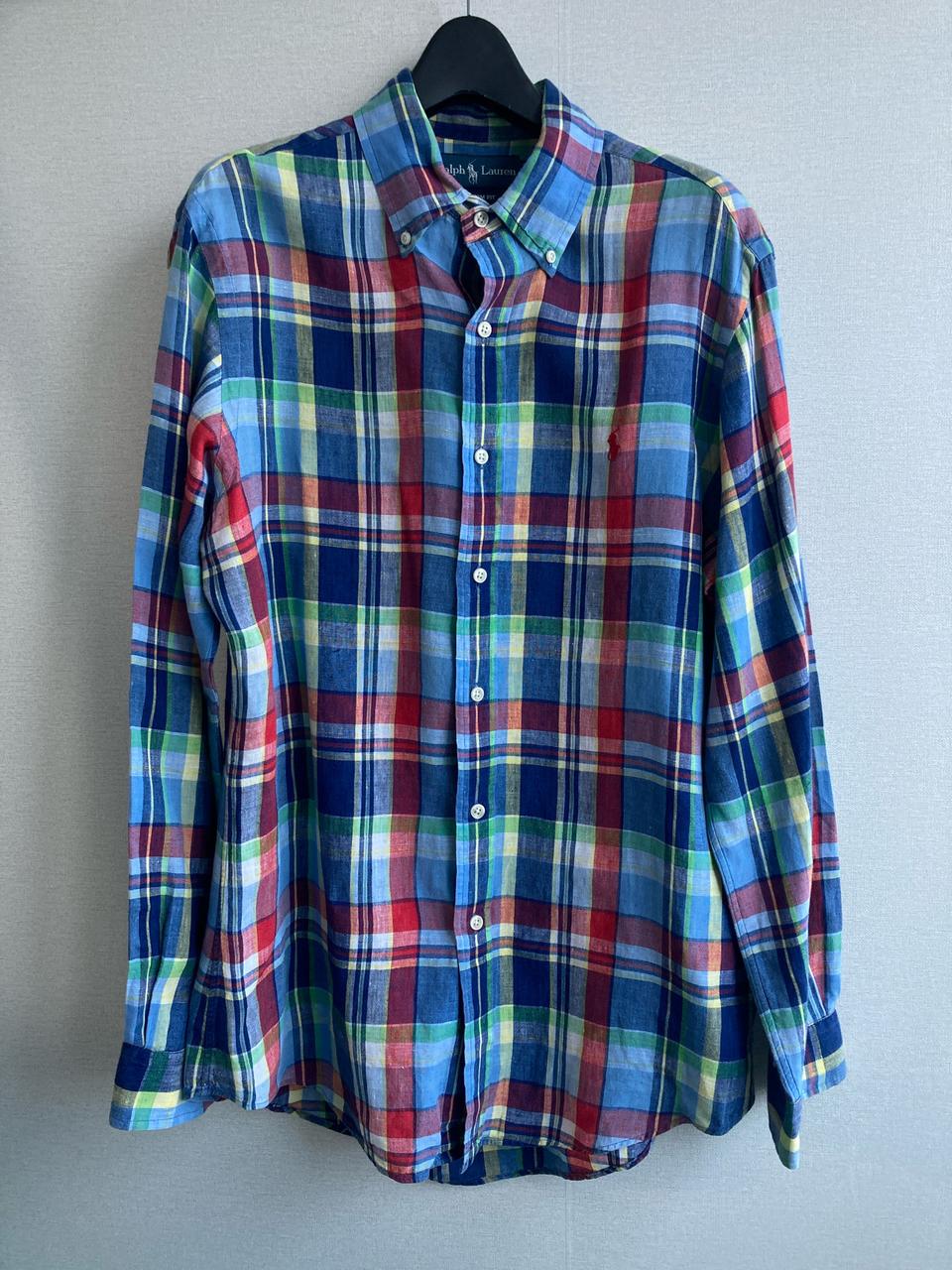 랄프로렌 린넨100% 체크 셔츠 M