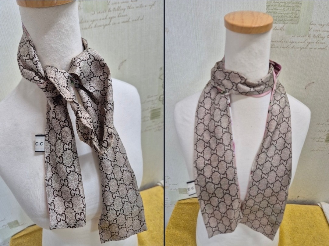 구찌 GG 로고 실크 스카프