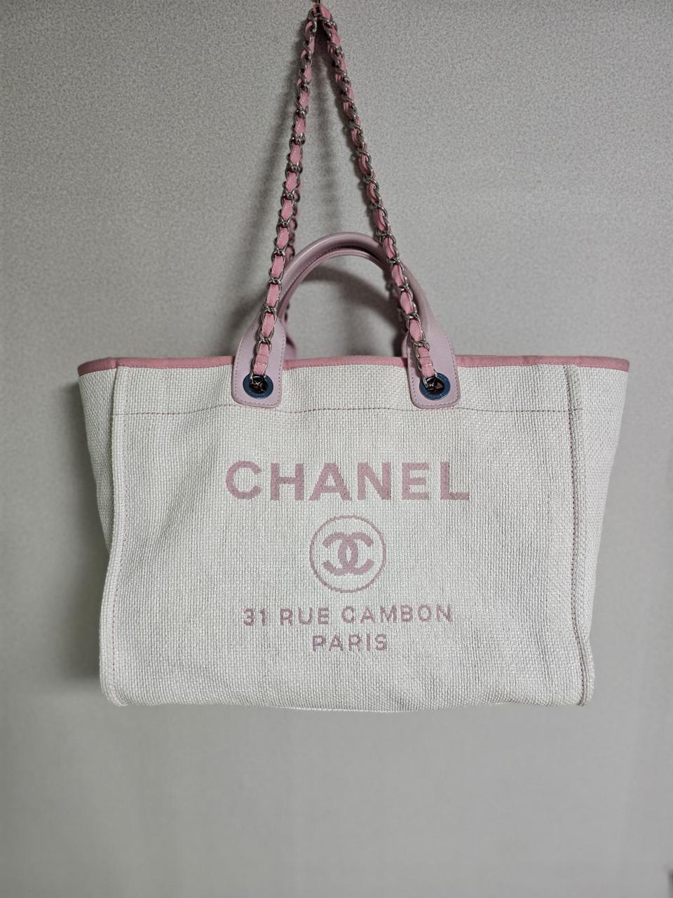 정품 샤넬 은장 라지 도빌백 21번대