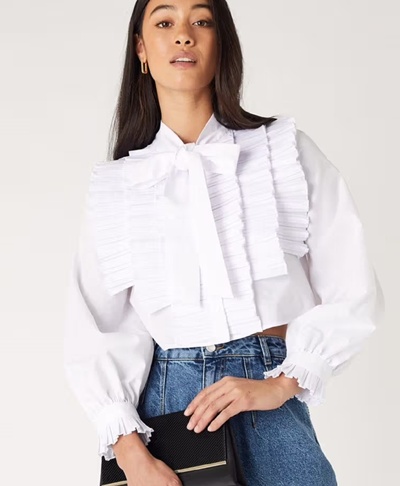 새) 자라 크롭 프릴 블라우스