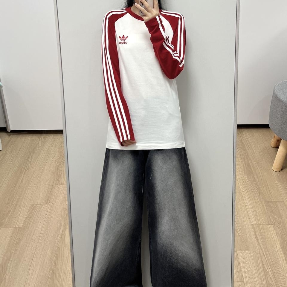 아디다스 레드 화이트 나그랑 롱슬리브 긴팔티