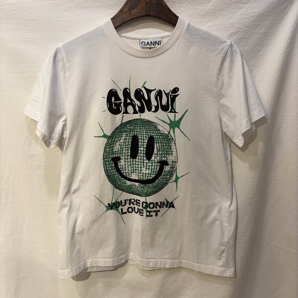 GANNI 가니 스마일리  반팔 티셔츠 화이트