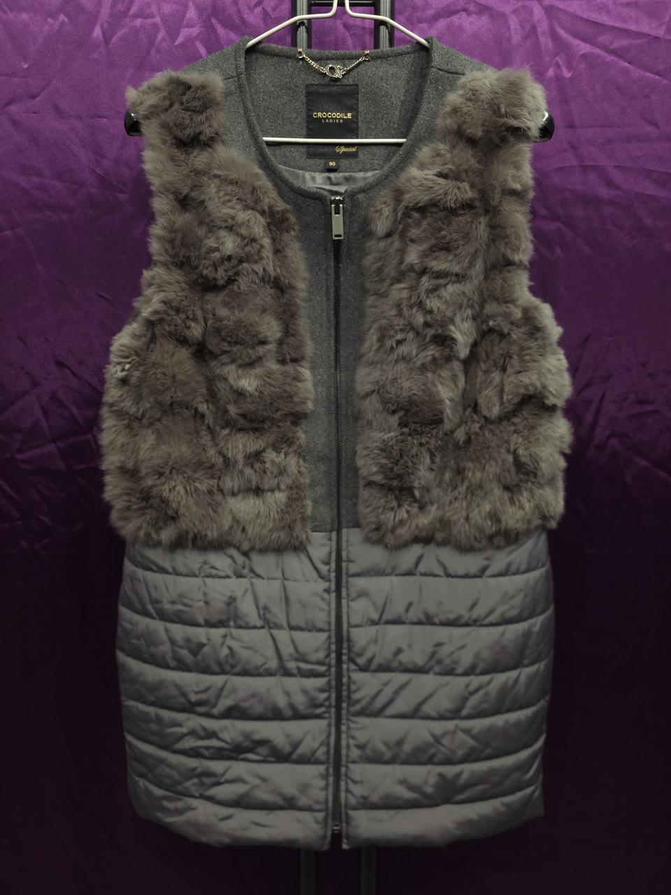 크로커다일 레이디 토끼털 패딩 하프 조끼 90
