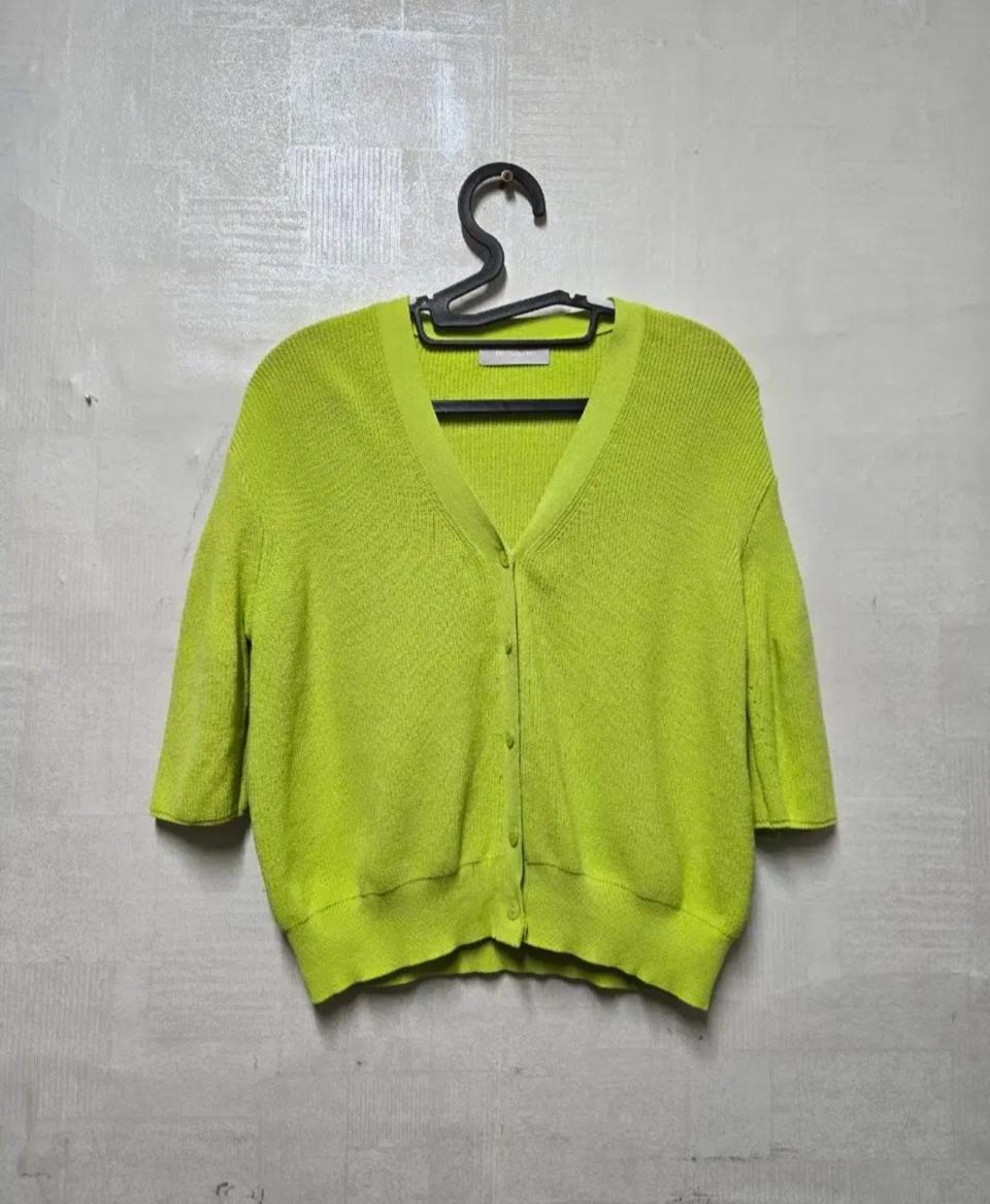 허앤쉬 라임색 가디건