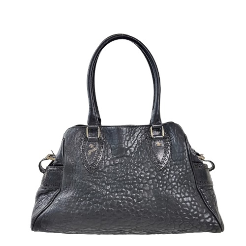 정품 펜디 에트니코 드 주르 블랙 레더 토트백