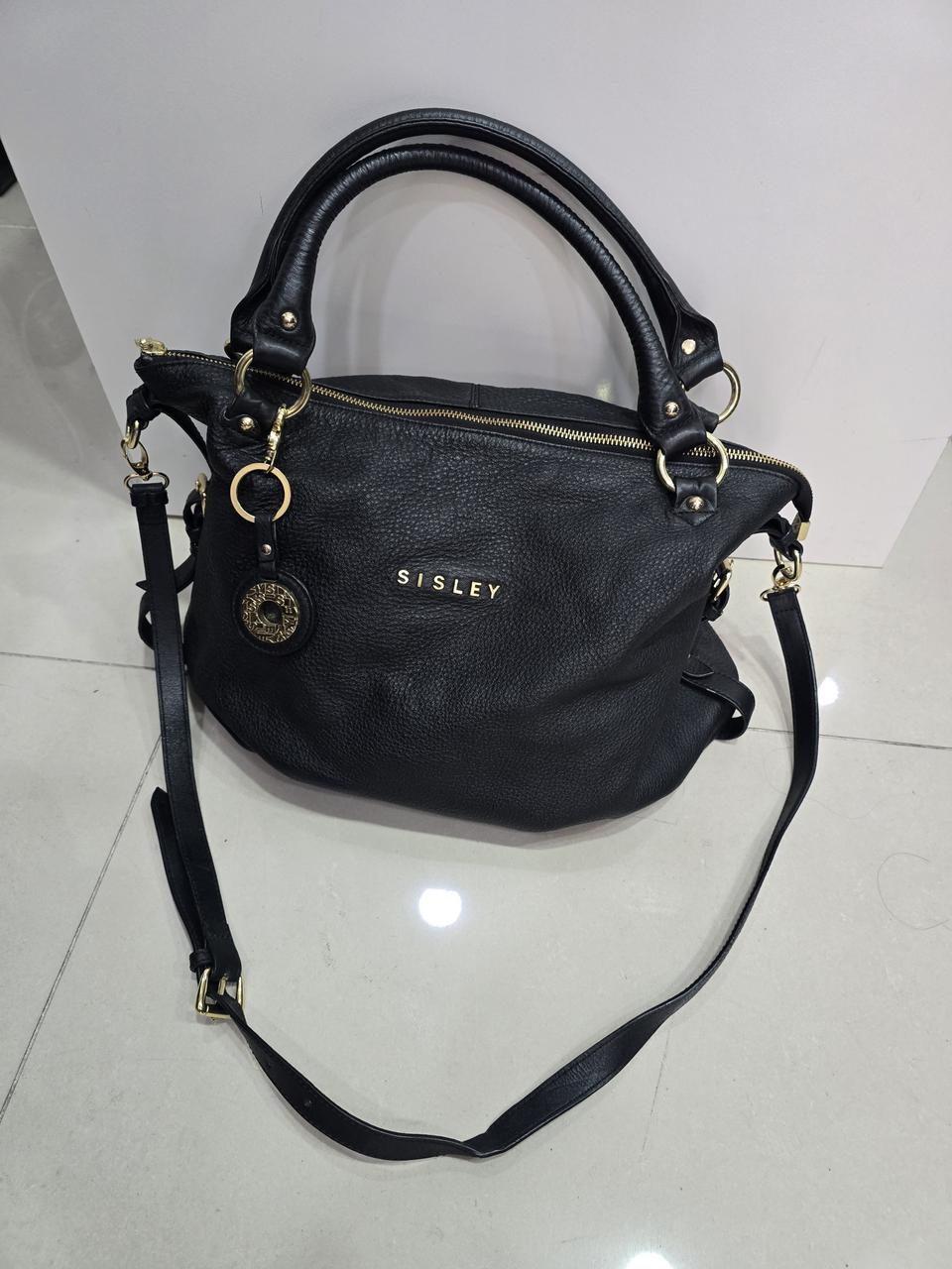 시슬리 블랙 가죽 숄더백
