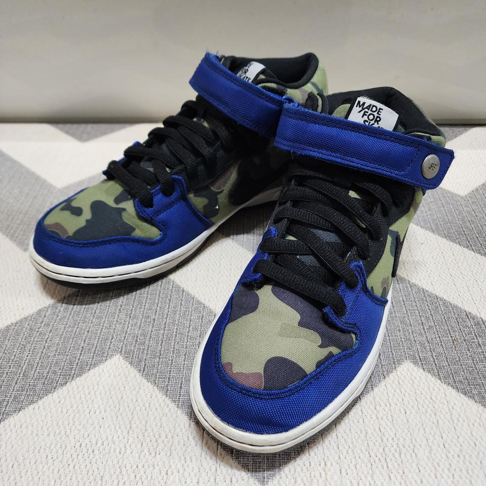 나이키 SB 덩크 미드 카모 블루 운동화 260