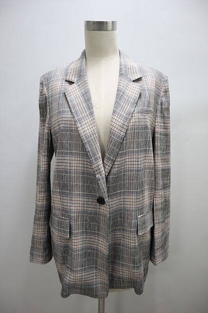 여성 헤지스 체크 마혼방 자켓 홑겹