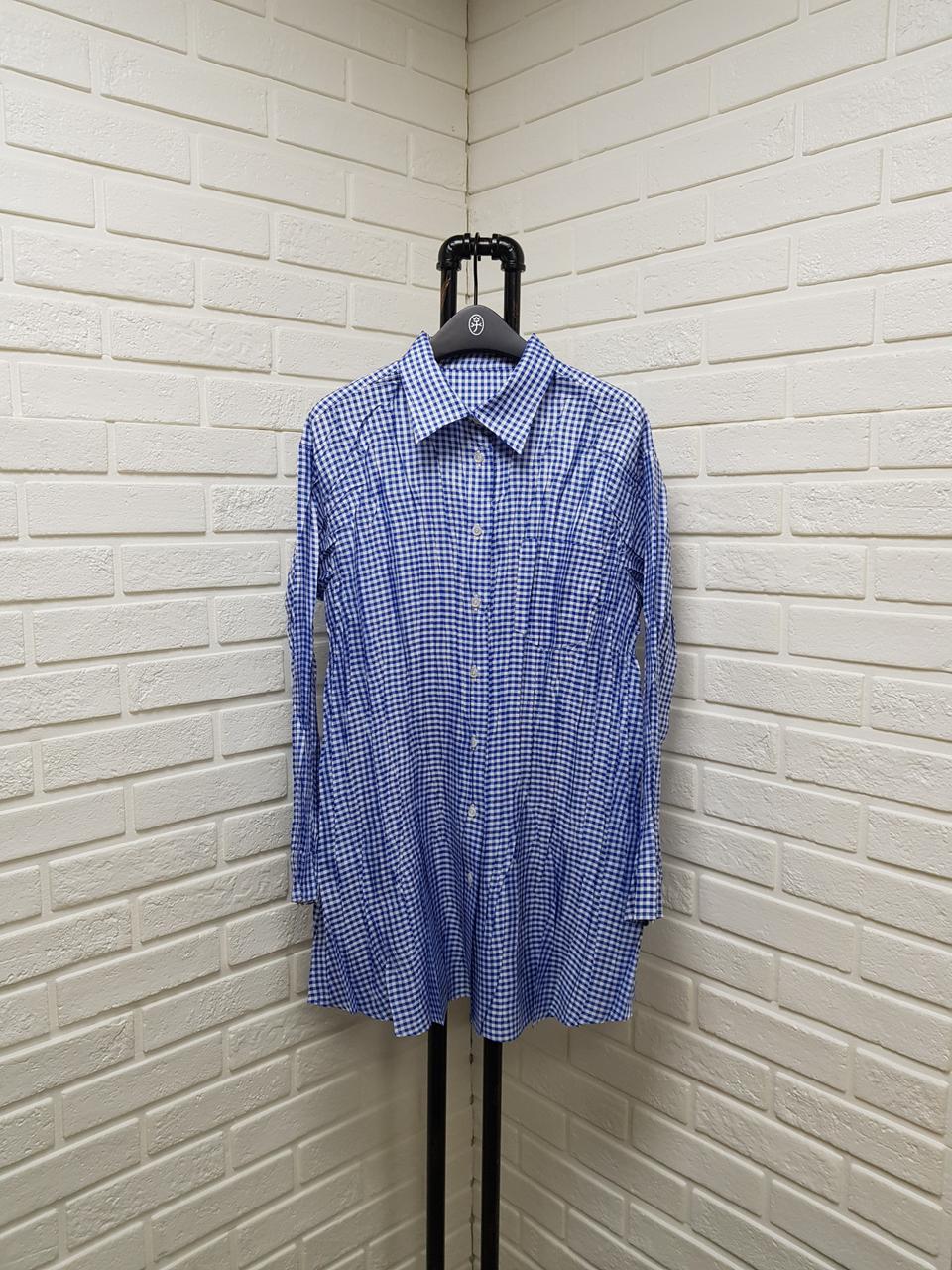 [3/정품] 플리츠플리즈 깅엄체크 롱 셔츠