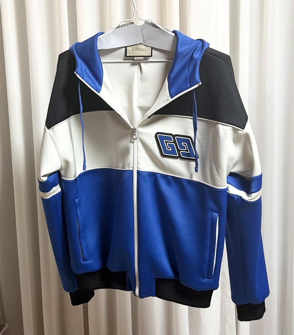 [S+급/정품]구찌 GG 컬러 블록 후드 집업 자켓