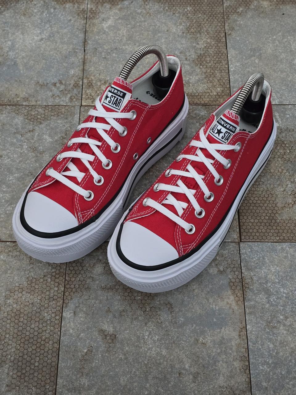 (250)컨버스 척테일러 올스타 더블 스택 로우 레드 스니커즈 운동화