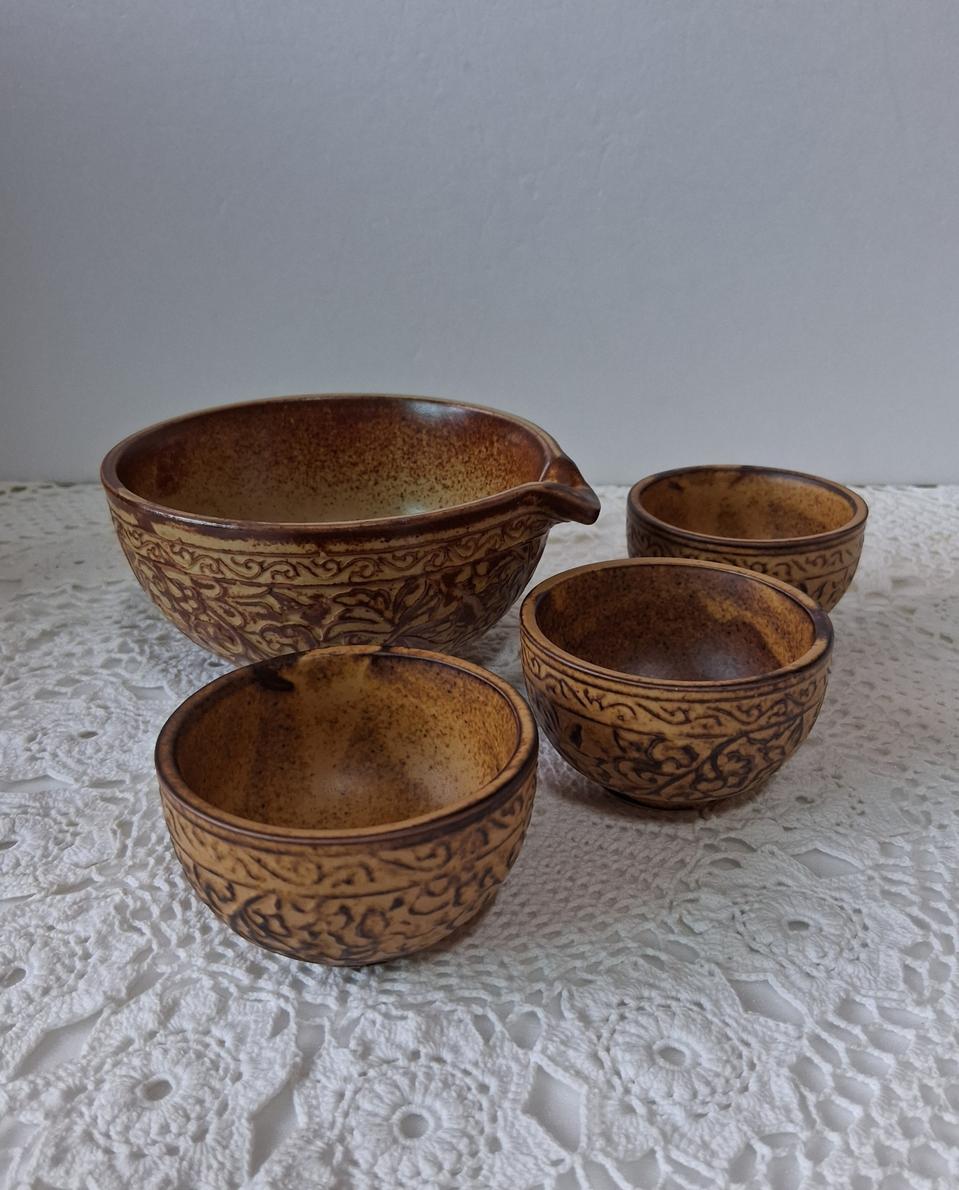 도자기 숙우 & 찻잔 세트 미사용