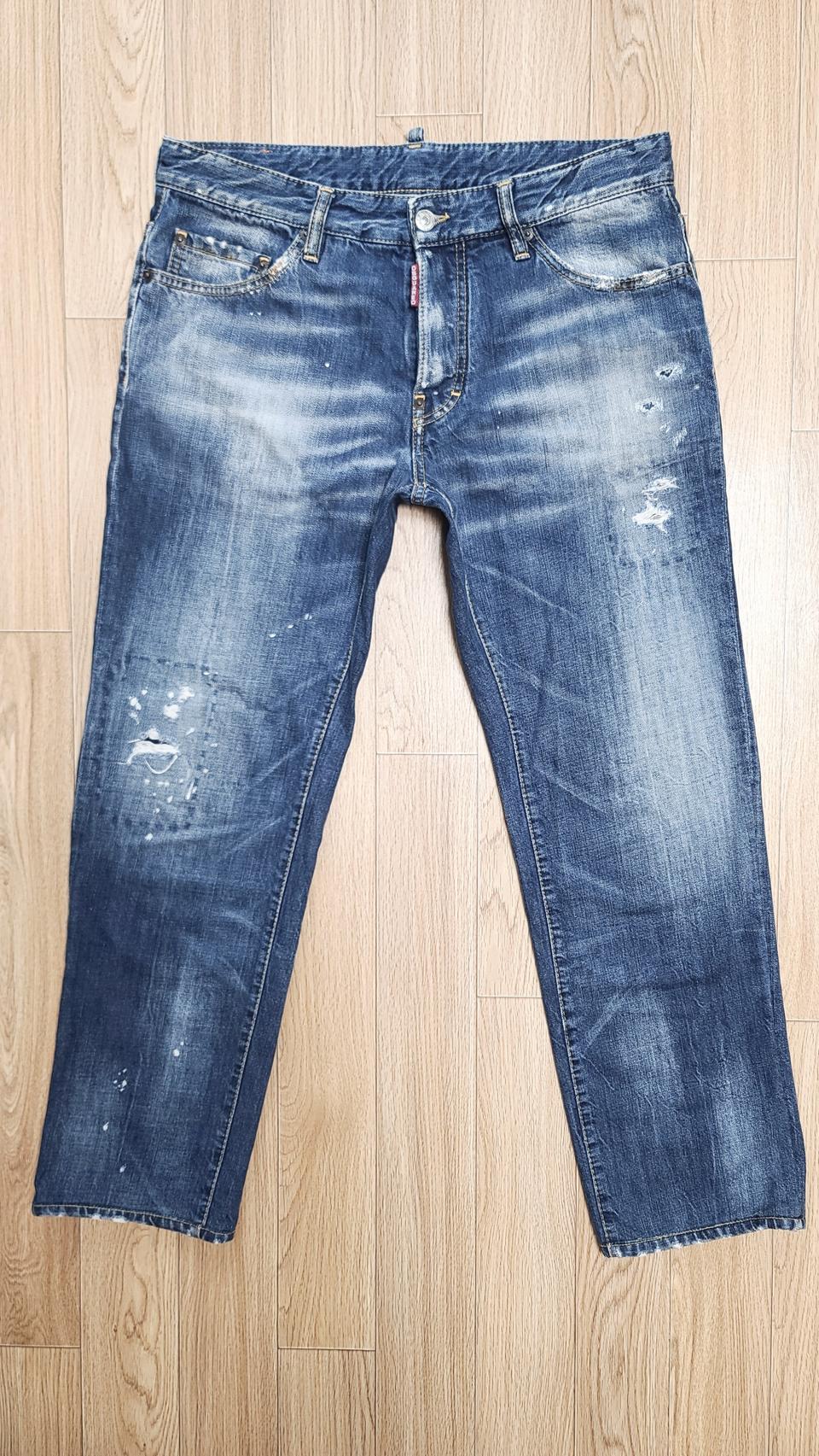 정품 디스퀘어드 가죽패치 디스워싱진 청바지 48