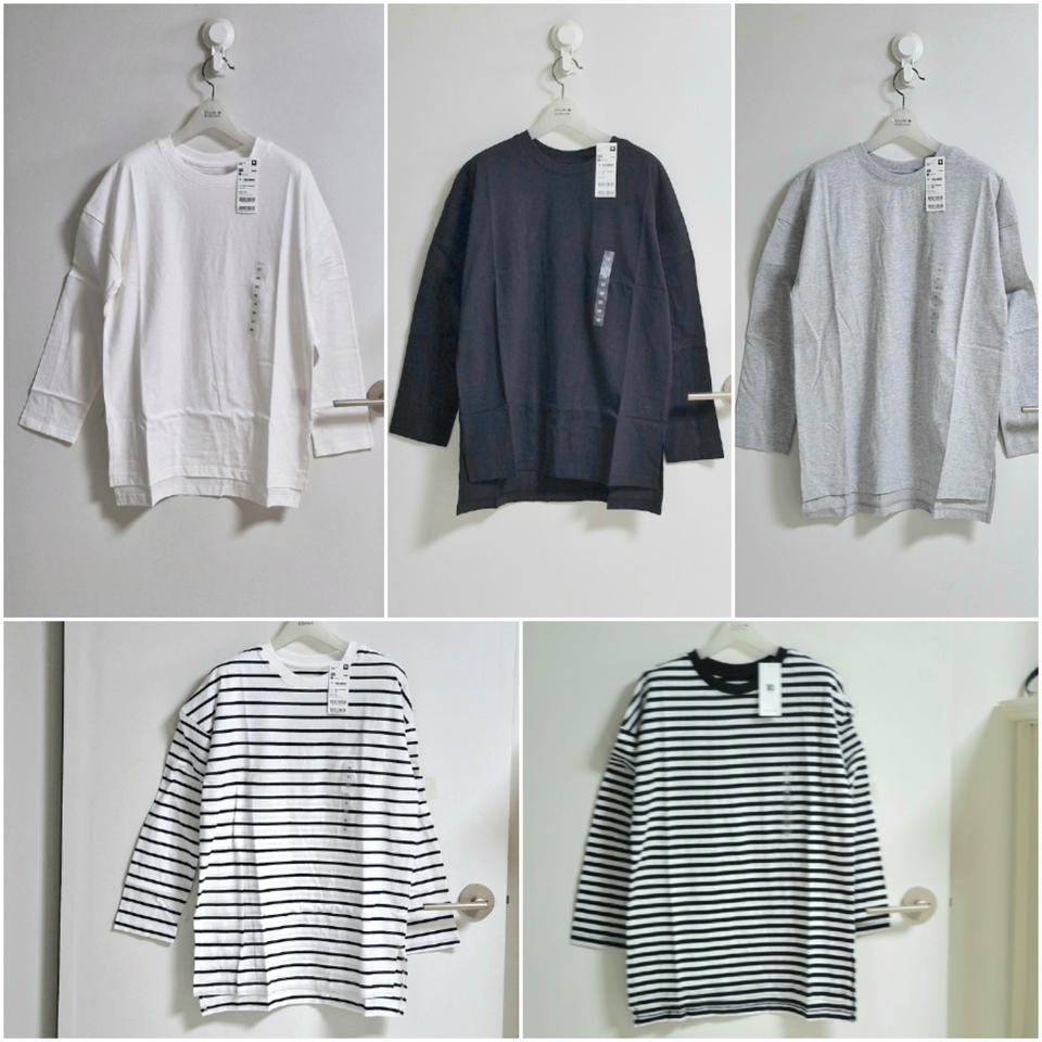 개별(새상품55)루즈핏 레이어드  롱티셔츠/옆트임