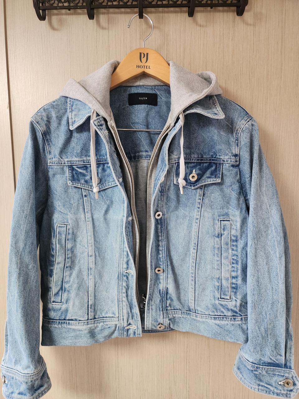 SYSTEM 크롭 후드 데님 자켓