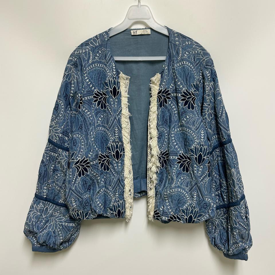 [여자 90 (S)]자라 오픈형 프린지 가디건 자켓