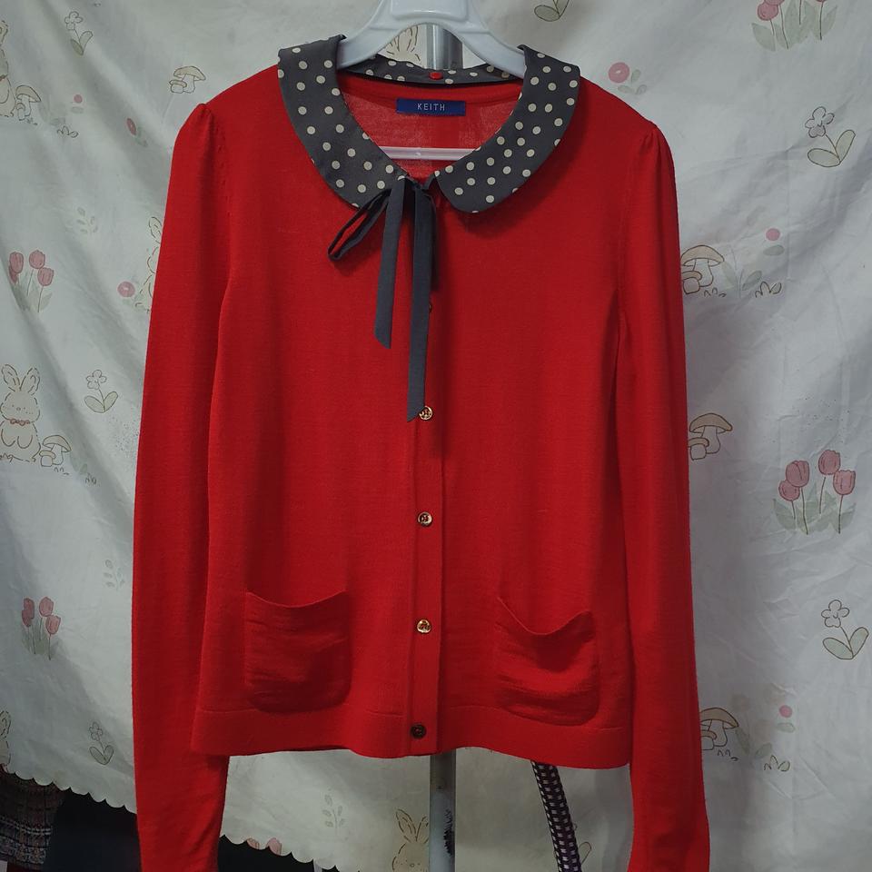 키이스  울100%  ( 카라탈착)   니트 숏  가디건