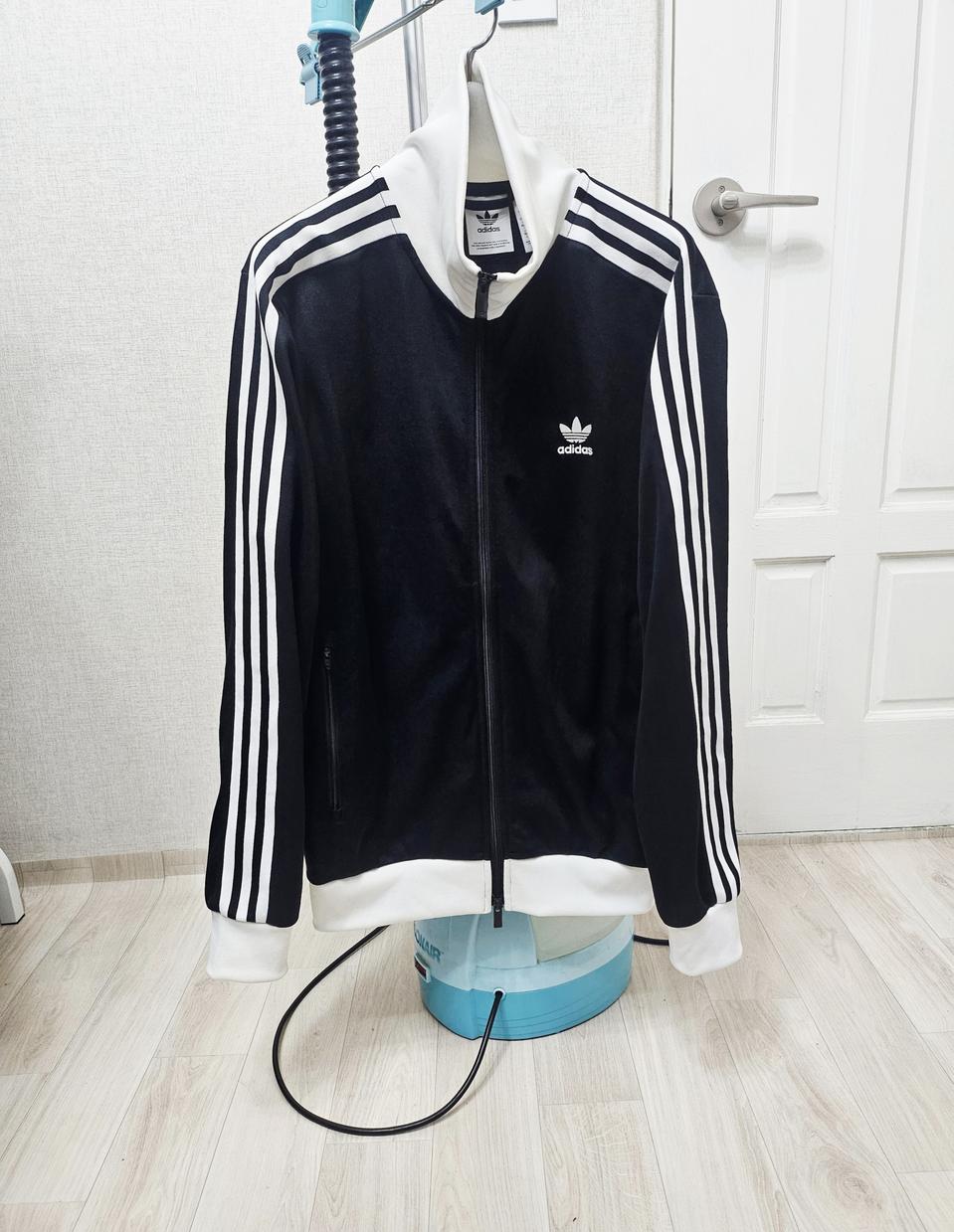 (100)L☆초대장급☆아디다스 베켄바우어 2중지퍼[화이트블랙] 트랙탑져지