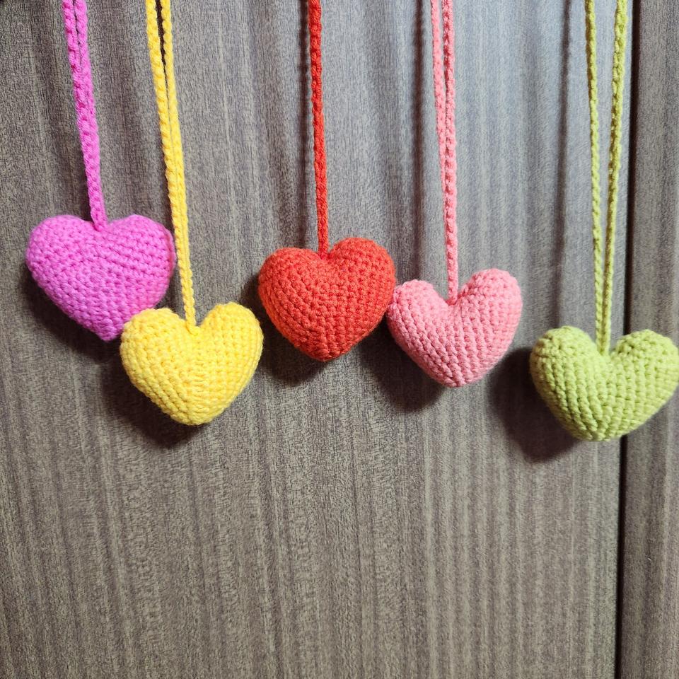 핸드메이드 뜨개 하트 키링 (새상품)