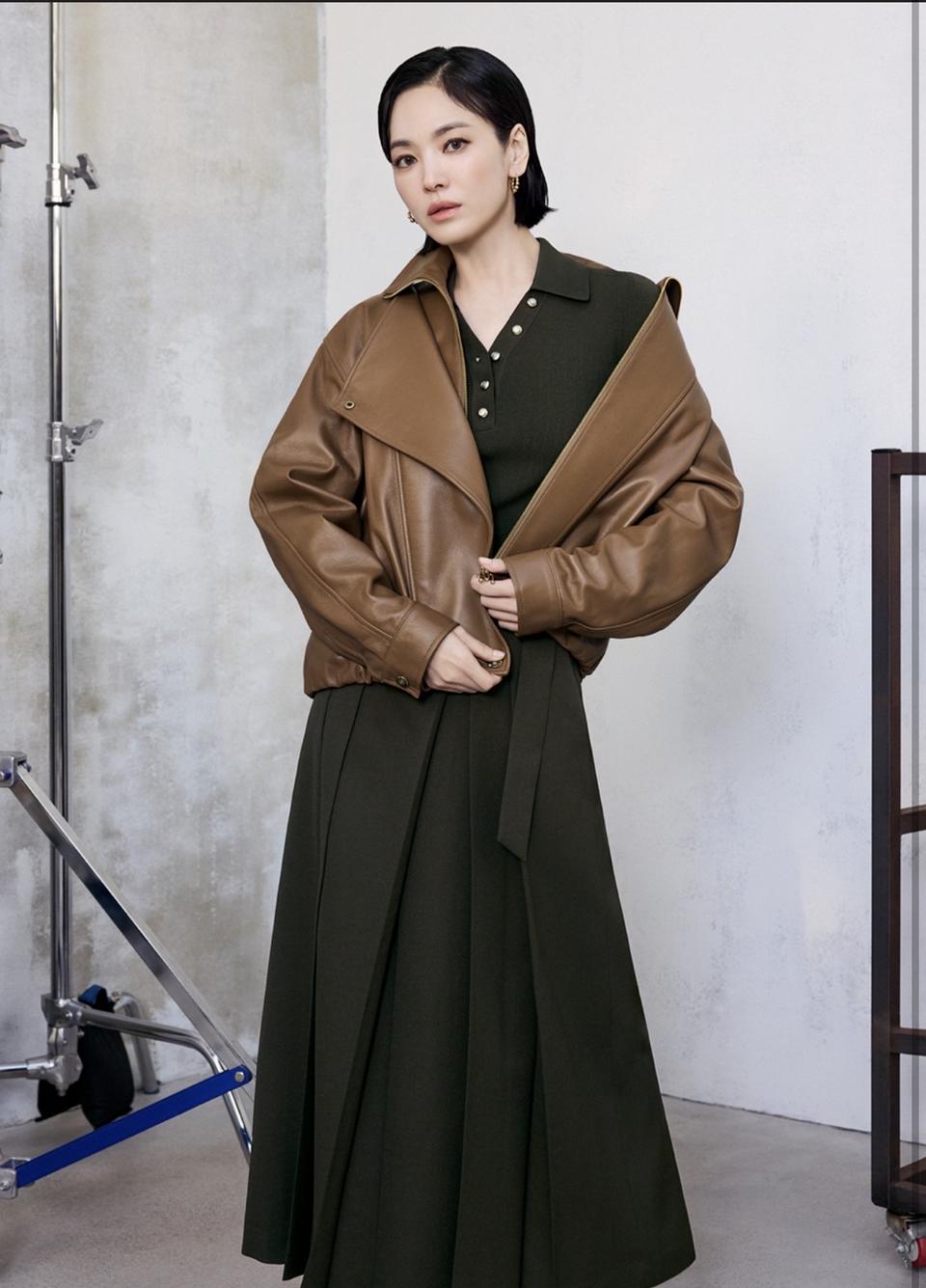 송혜교착용))mi 양가죽 레더 자켓 (가단50)55-66가능