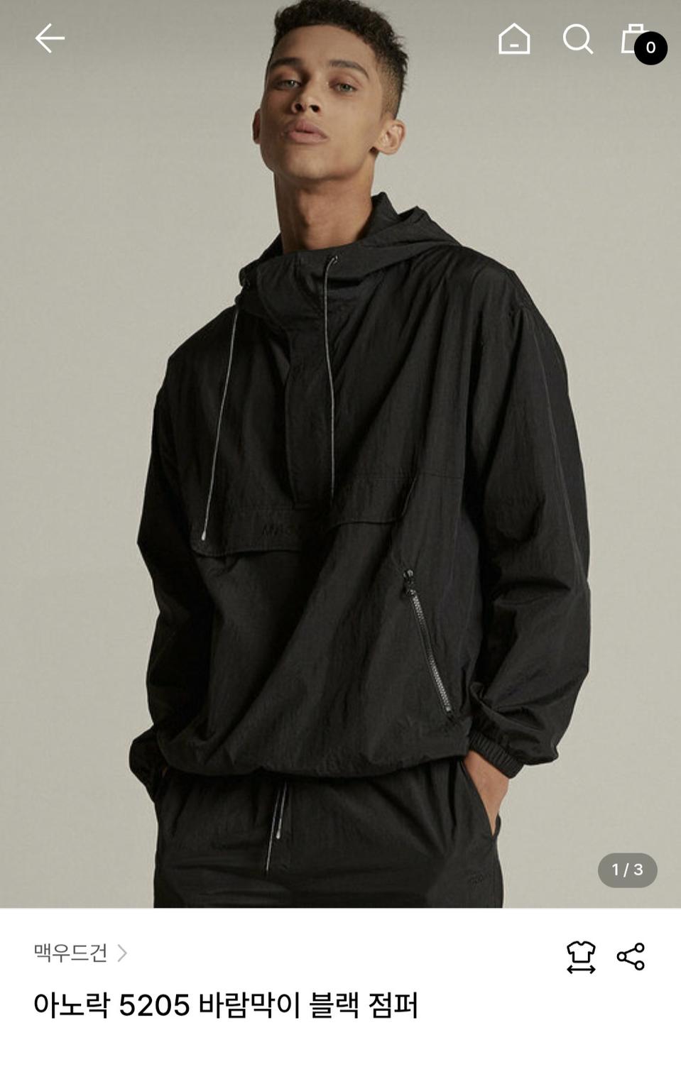 맥우드건 아노락 5205 바람막이 블랙 점퍼 S