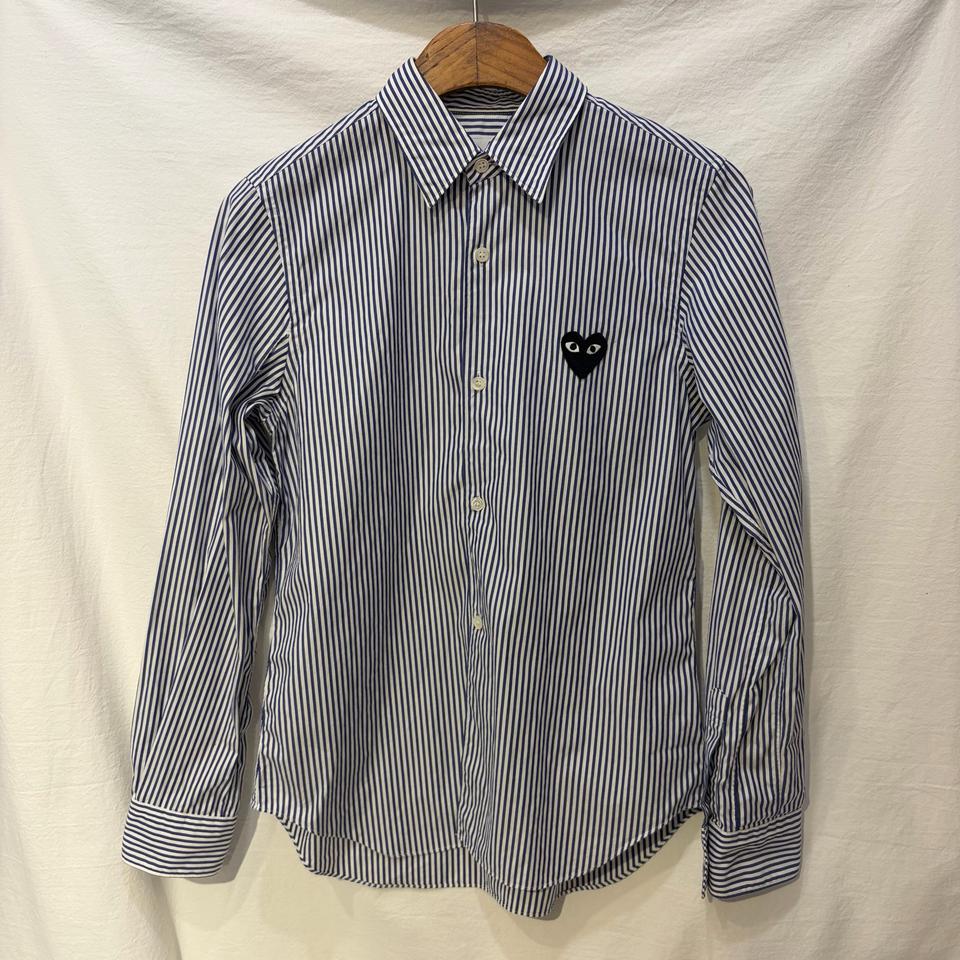 꼼데가르송 스트라이프 셔츠 블랙와펜 남방