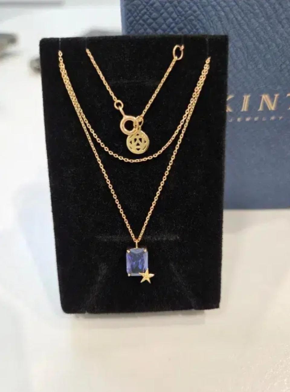 새제품) 14k 목걸이 아프리카의 별.탄자나이트