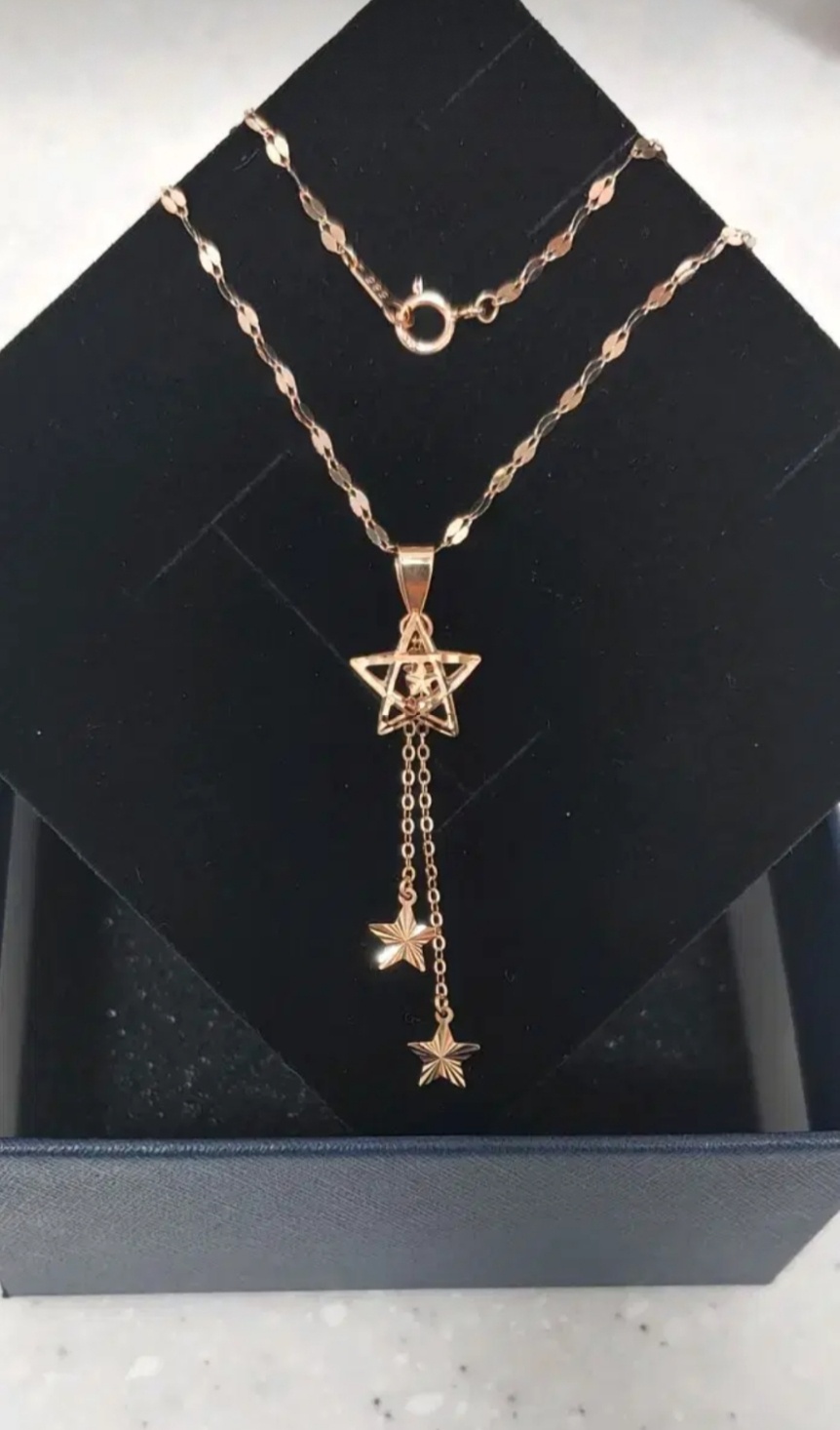 새제품) 14k 목걸이 행운별 핑크,로즈골드