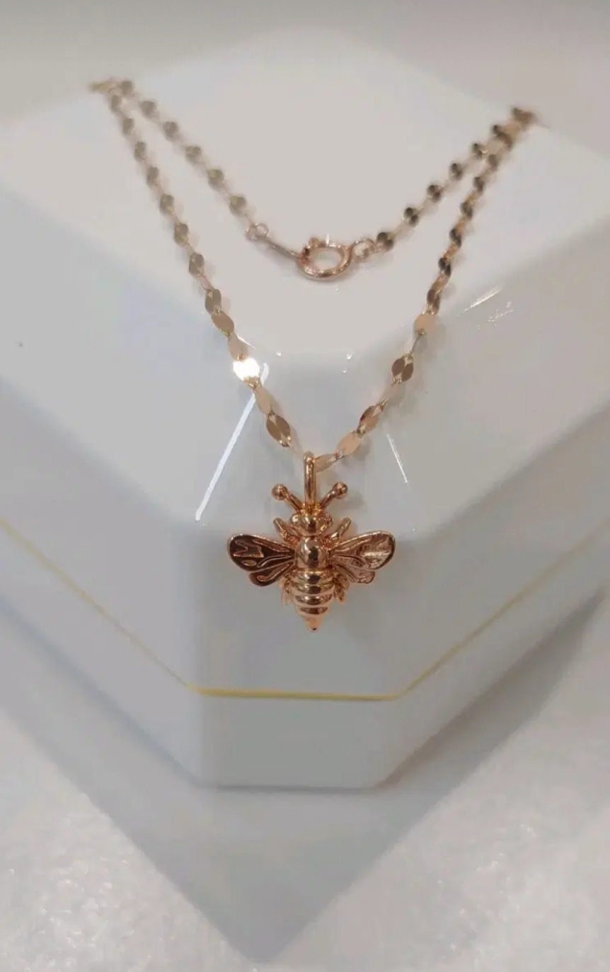14k 목걸.재물복 꿀벌 핑크,로즈