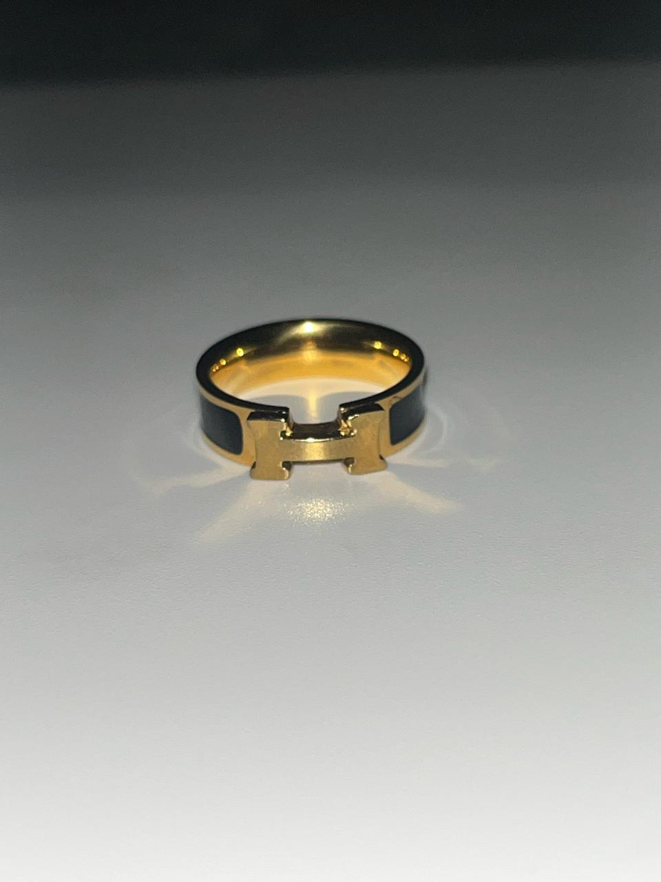 H 디자인 골드 반지