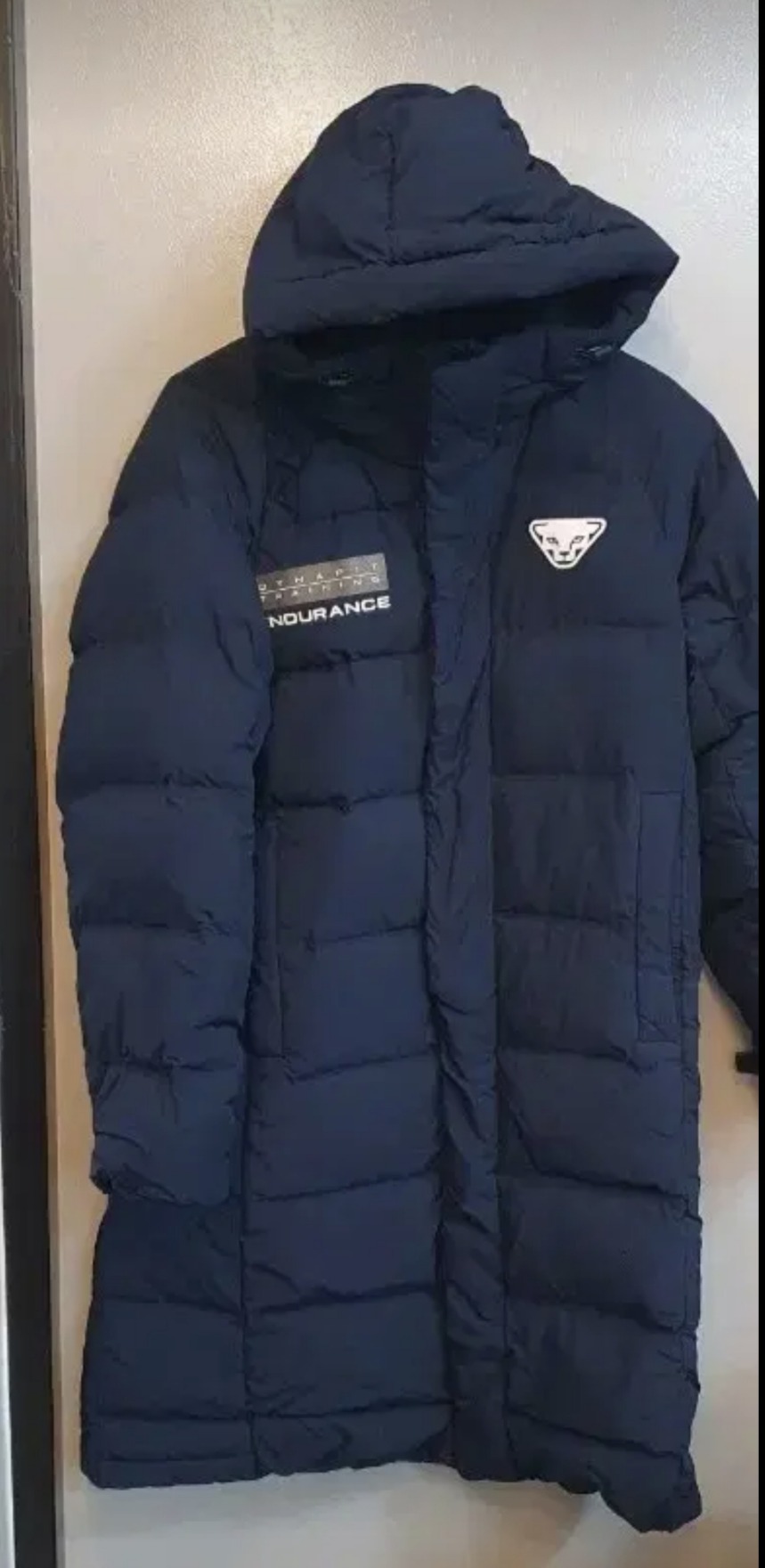 다이나핏 남성 오리털 롱패딩 점퍼 L(100)사이즈입니다. 색상은 무난한